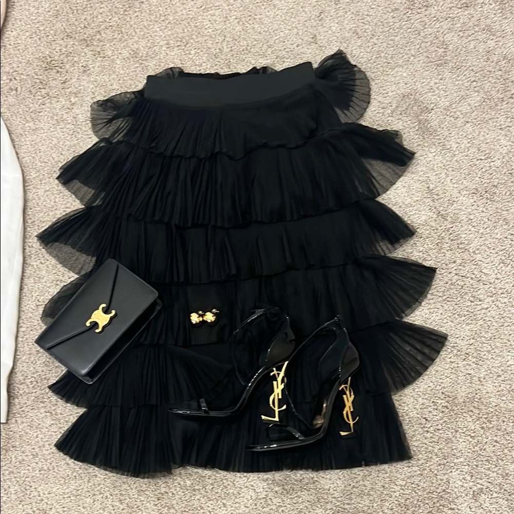 Elegant Black Tiered Skirt